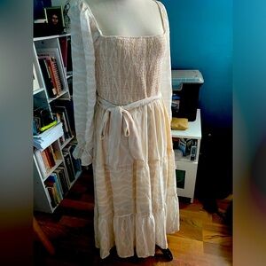 Super cute Beige Corset long sleeve dress